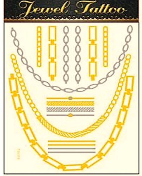 Tatuagem temporária prata e dourada Correntes