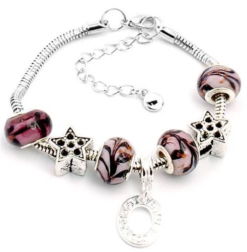 Pulseira estilo Pandora Purple Star